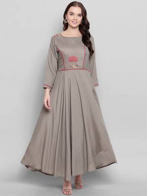 Grey embroidered silk ethnic-kurtis 1