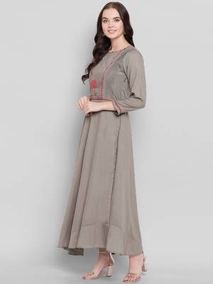 Grey embroidered silk ethnic-kurtis 3