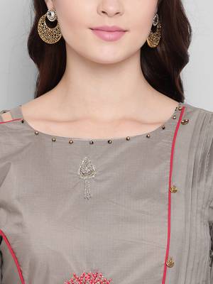 Grey embroidered silk ethnic-kurtis 5