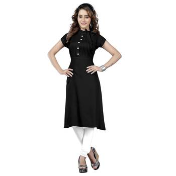 Black plain rayon ethnic-kurtis 1