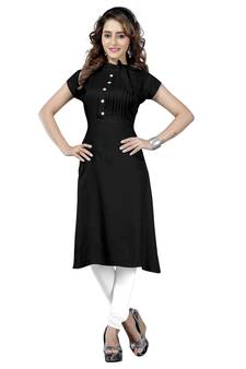 Black plain rayon ethnic-kurtis
