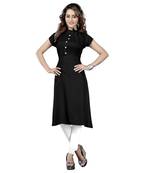 Black plain rayon ethnic-kurtis