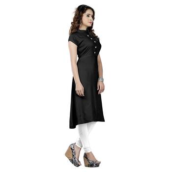 Black plain rayon ethnic-kurtis 3