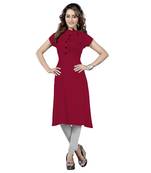Red plain rayon ethnic-kurtis