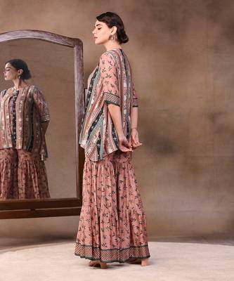 Coral Vintage Trails Printed Jumpsuit With Jacket 3