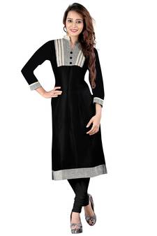 Black printed rayon ethnic-kurtis