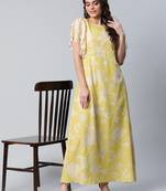 Lemon printed crepe long-kurtis
