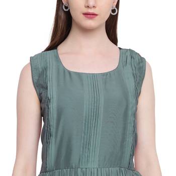 Grey floral print silk ethnic-kurtis 4