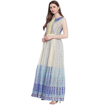 Off-white printed silk ethnic-kurtis 3