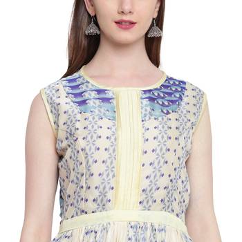 Off-white printed silk ethnic-kurtis 4