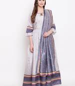 Cream printed silk ethnic-kurtis