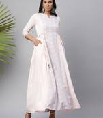 Light-pink printed crepe long-kurtis