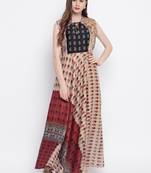 Multicolor printed silk ethnic-kurtis