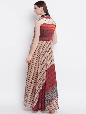 Multicolor printed silk ethnic-kurtis 2