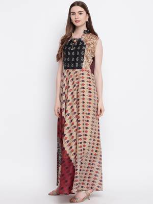 Multicolor printed silk ethnic-kurtis 3