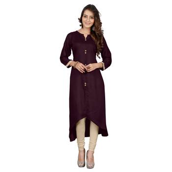 Magenta plain rayon ethnic-kurtis 1