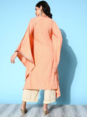 Peach printed crepe kaftans 4
