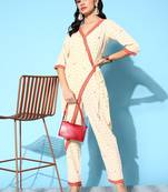 Off-white printed crepe long-kurtis