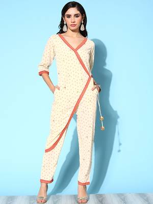 Off-white printed crepe long-kurtis 2