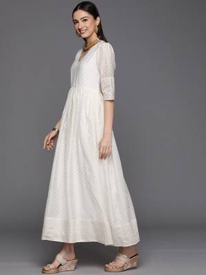 Off-white printed chanderi long-kurtis 3