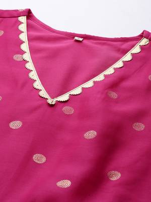 Pink printed chanderi long-kurtis 5