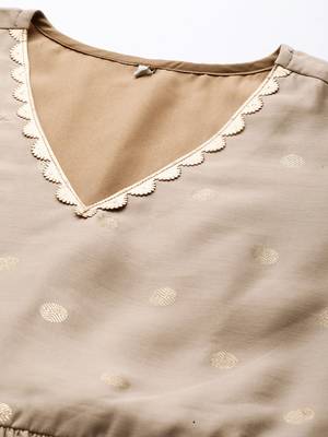 Beige printed chanderi long-kurtis 5