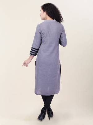 Grey plain cotton ethnic-kurtis 2