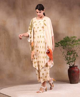Conversational Printed Jumpsuit With Embroidered Jacket 2