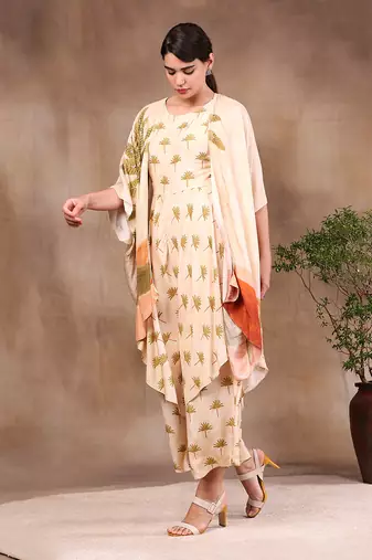 Conversational Printed Jumpsuit With Embroidered Jacket