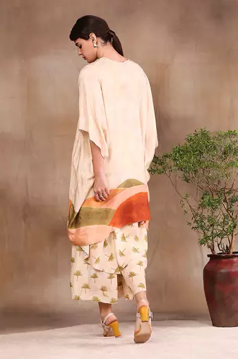 Conversational Printed Jumpsuit With Embroidered Jacket