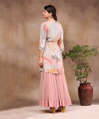 Conversational Printed Sequin Top With Sharara Pants 4
