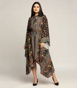 Black Batik Printed Asymmetrical Dress
