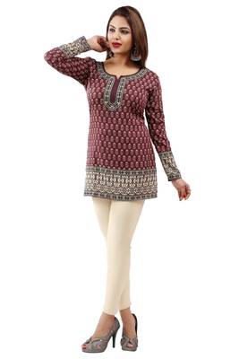 Majanta printed crepe stitched short-kurtis 5