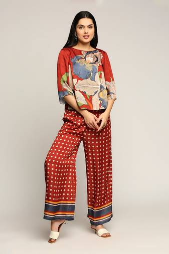 Red orchid Bloom Printed Co-Ord Set