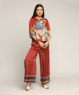 Red orchid Bloom Printed Co-Ord Set 1