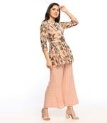Peach orchid Bloom Printed Pant Set 