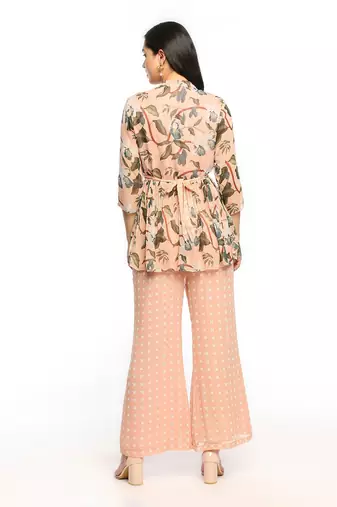 Peach orchid Bloom Printed Pant Set 
