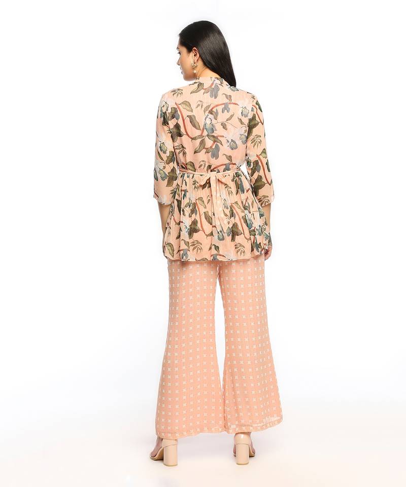 Peach orchid Bloom Printed Pant Set 