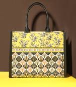 Yellow Applique embellished tote bag 