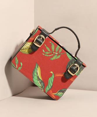 Red Orchid bloom embellished sling bag 1