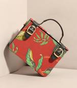 Red Orchid bloom embellished sling bag