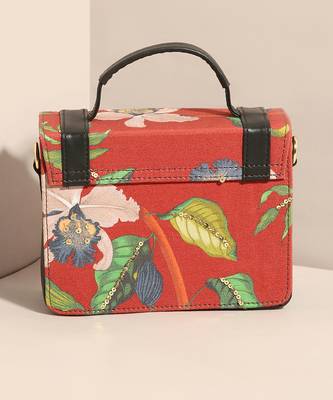 Red Orchid bloom embellished sling bag 2