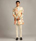 Multi Colour Conversational Printed Sherwani Set