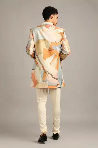 Multi Colour Conversational Printed Sherwani Set