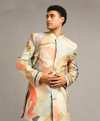 Multi Colour Conversational Printed Sherwani Set 4