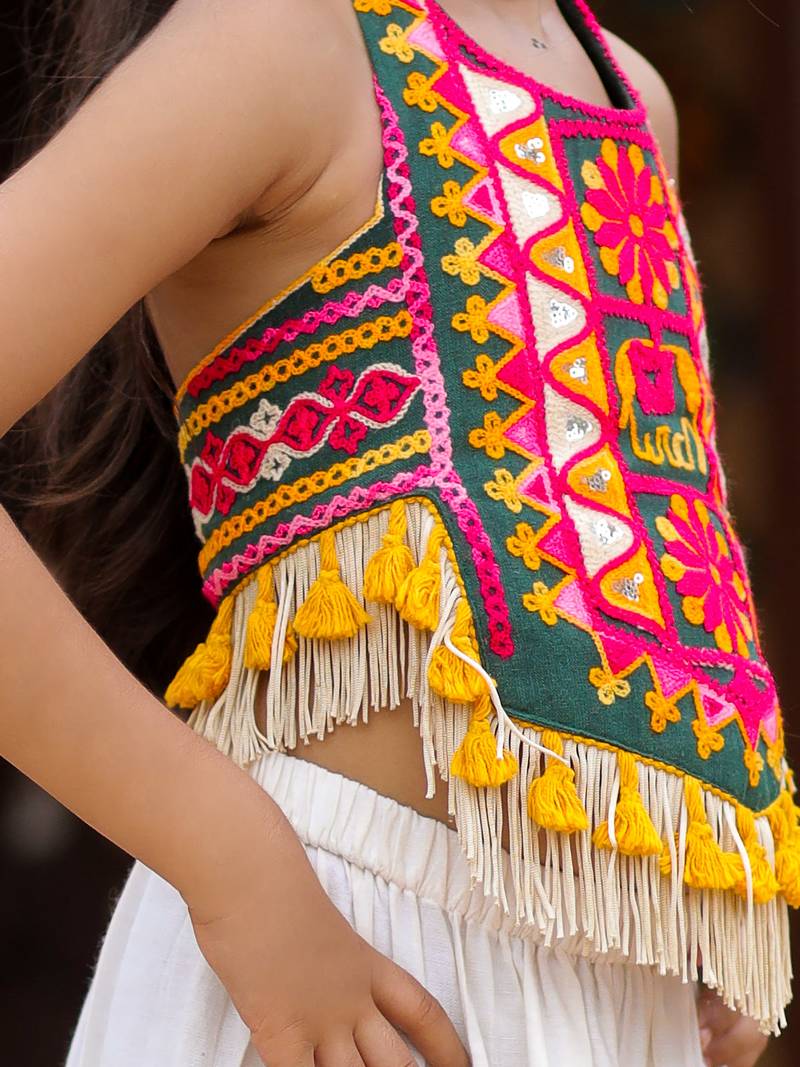 Traditional Gujarati Embroidered Baby/Girls Crop Top & Choli