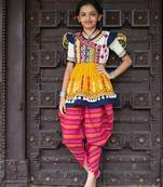 Heavy Embrodiered Yellow Garba Kids Kedia Dhoti set