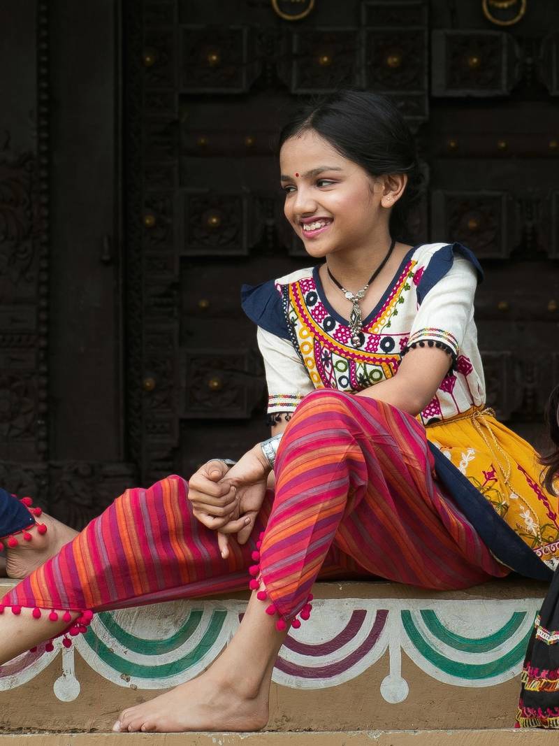 Heavy Embrodiered Yellow Garba Kids Kedia Dhoti set