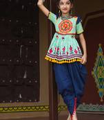 Parrot Green Traditional Embrodiered Kedia Dhoti set for Girls