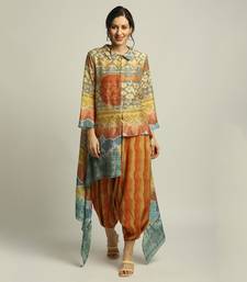 Dune Shadow Printed High-Low Top With Dhoti